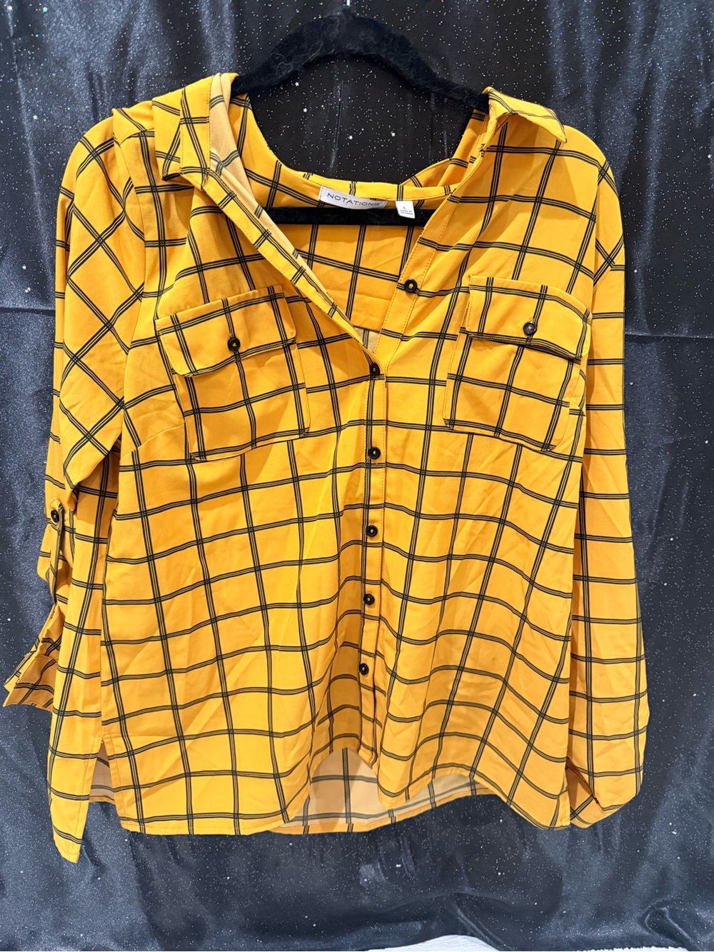 Notations Yellow Plaid Button-Down Shirt